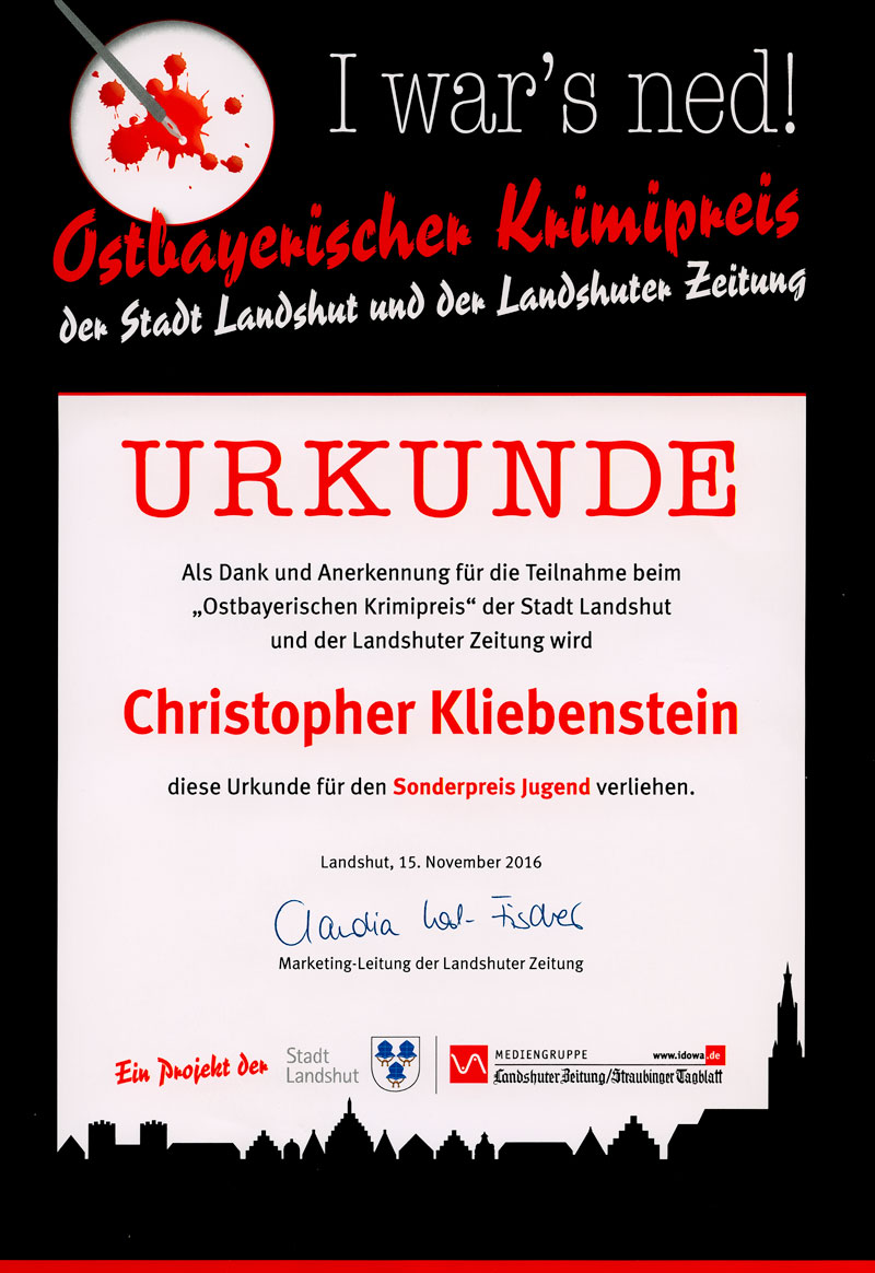 Christopher Kliebenstein Urkunde